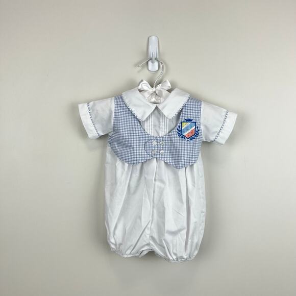 Vintage Other - Vintage Alexis White Blue Bubble Romper Newborn